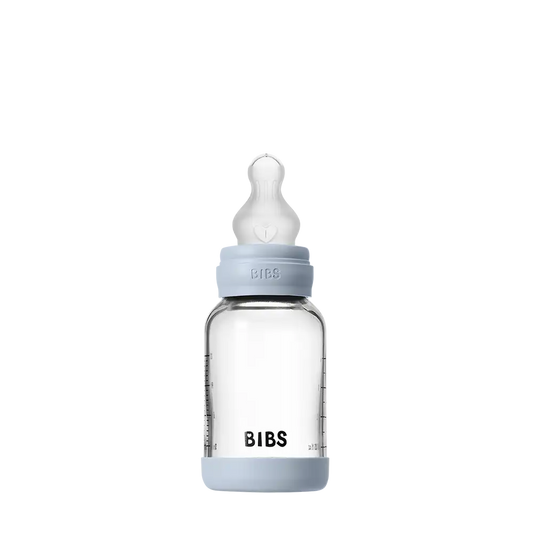 Baby Glass Bottle Set 4oz Silicone - Baby Blue