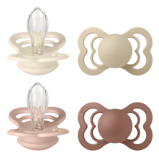 Supreme Pacifiers 4 Pack - Ivory/Vanilla/Blush/Woodchuck