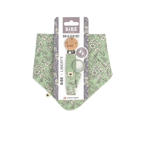 BIBS x LIBERTY Bib & Clip Set Capel - Sage