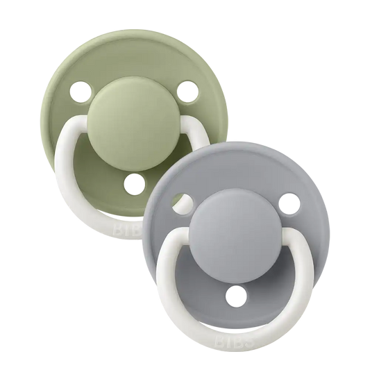 De Lux GLOW Pacifiers 2 Pack - Sage/Cloud