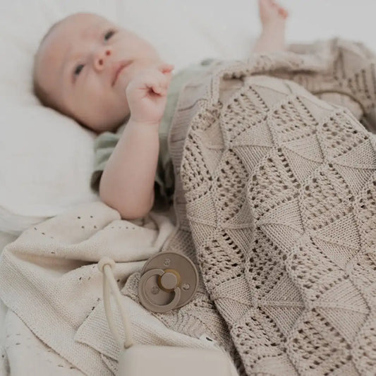 Knitted Blanket Pointelle - Vanilla