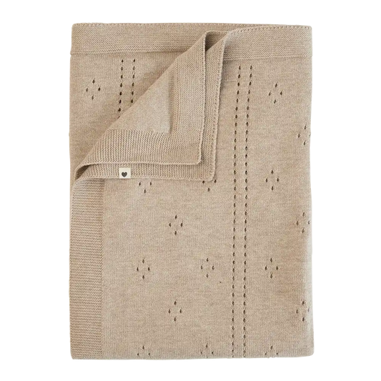 Knitted Blanket Pointelle - Vanilla