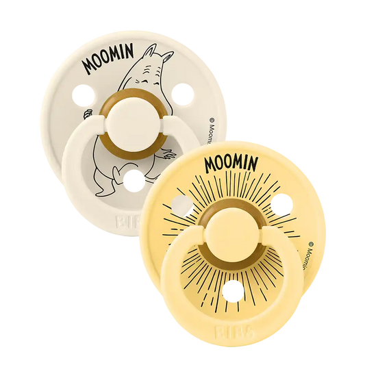 BIBS x Moomin Colour Pacifiers 2 pack Moomintroll- Ivory/Pale Butter