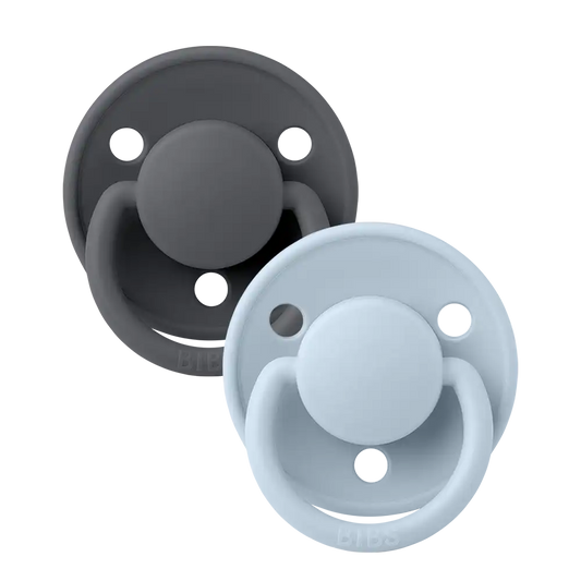 De Lux Pacifiers 2 Pack - Iron/Baby Blue