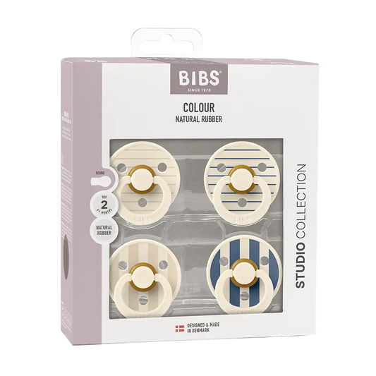 STUDIO Colour Pacifiers 4 Pack - Pin Ivory Vanilla Mix/Pin Ivory Steel Blue Mix