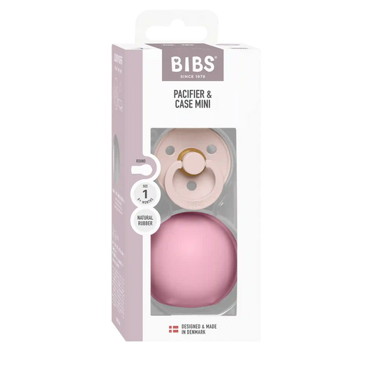 Colour Pacifier And Pacifier Case Mini - Petal/Baby Pink