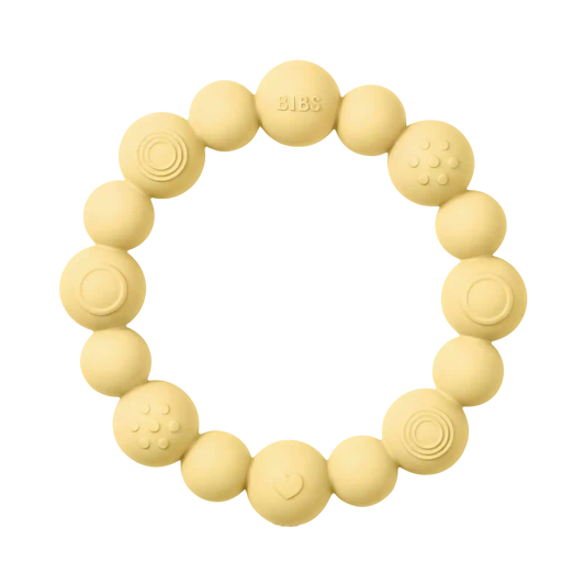 Beaded Teething Ring - Pale Butter