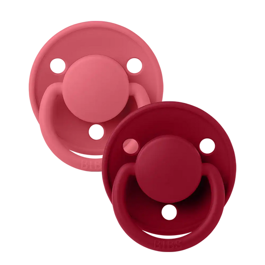 De Lux Pacifiers 2 Pack - Coral/Ruby