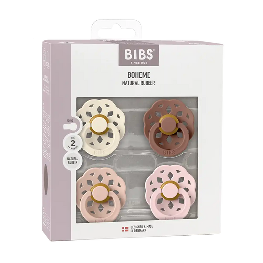 Boheme Pacifiers 4 Pack - Ivory/Blush/Woodchuck/Blossom