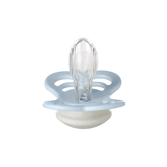 Supreme GLOW Pacifiers 2 Pack - Iron/Baby Blue