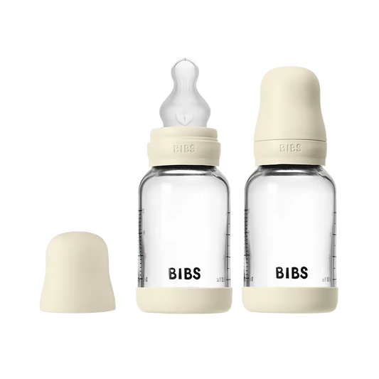 Baby Glass Bottle Set 4oz 2 Pack Silicone - Ivory
