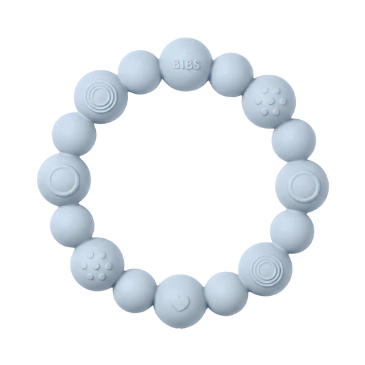 Beaded Teething Ring - Baby Blue