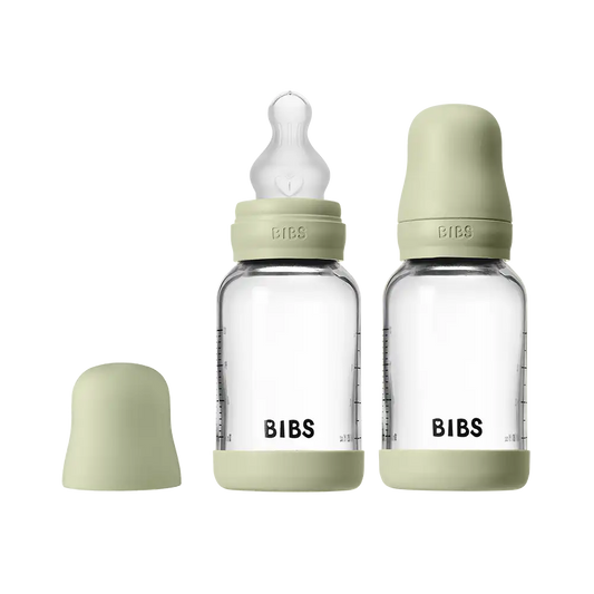 Baby Glass Bottle Set 4oz 2 Pack Silicone - Sage